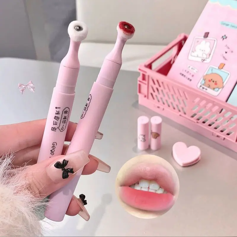 Fluffy Velvet Soft Lip Glaze Liquid Lipstick Cream Nude Matte Rose Red Pigment Waterproof Long Lasting Dye Cheek Lip Tint Paste