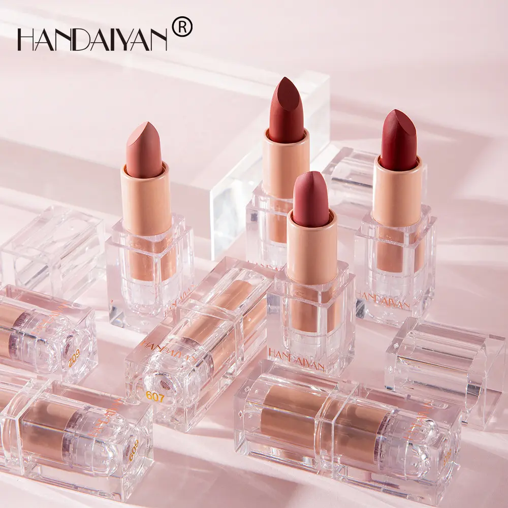 Handaiyan 12 Colors Matte Waterproof Velvet Nude Lipstick Sexy Red Brown Pigments Makeup Long Lasting Profissional