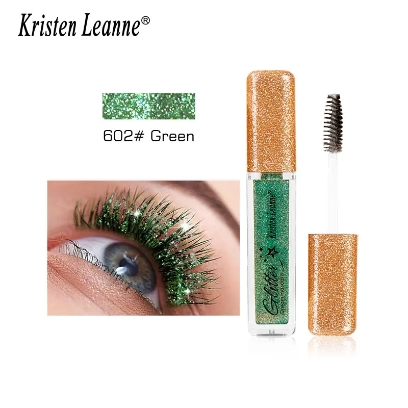 Rose Gold Sequin Glitter Mascara Shiny Eyelashes Quick Dry Waterproof Curling Thick Diamond Colored Mascara Shimmer Eye Makeup