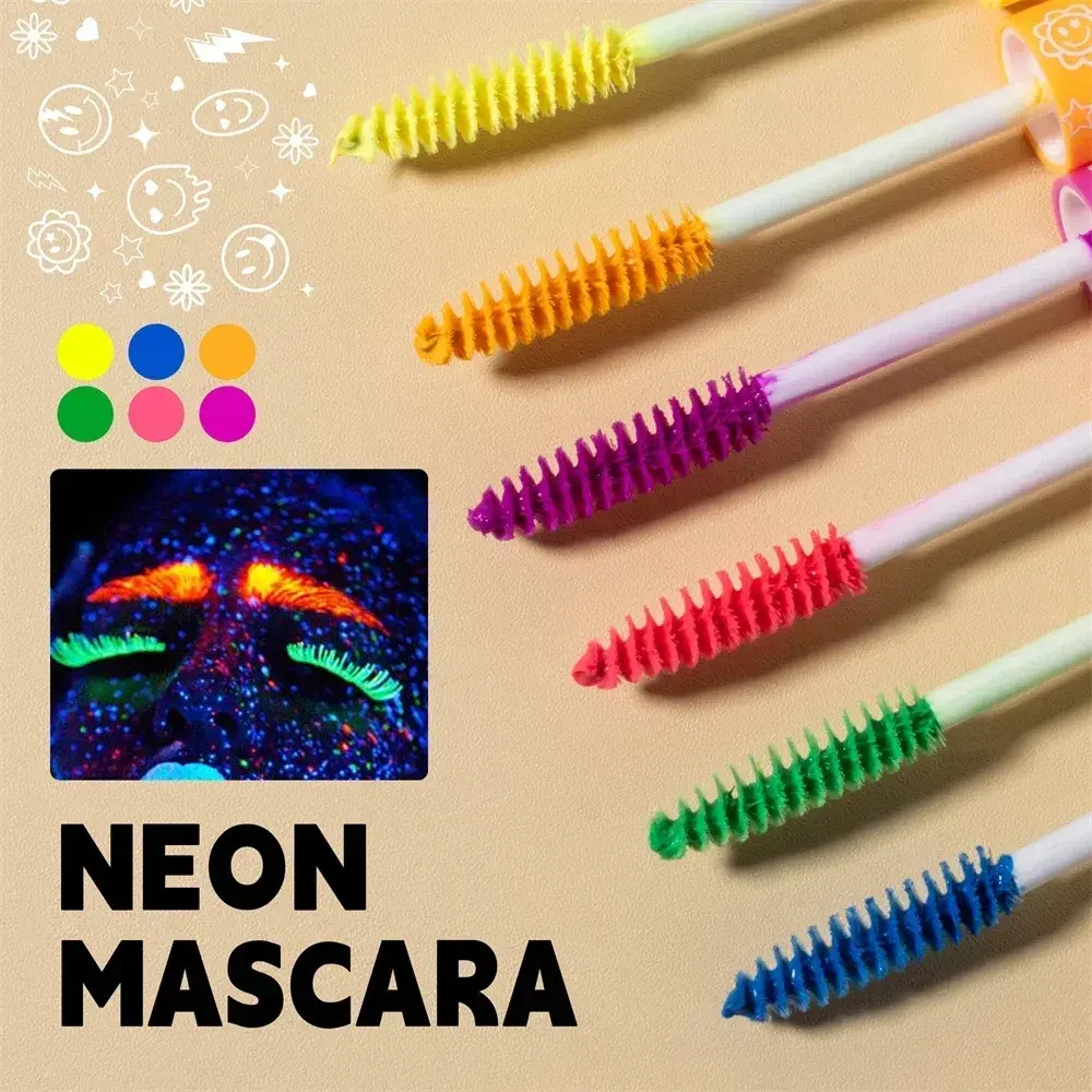 6Color Neon Mascara Fluorescence Waterproof Lasting Cosmetic Luminous Pigment Quick Dry Mascara Non Caking Eyelash Extend Makeup