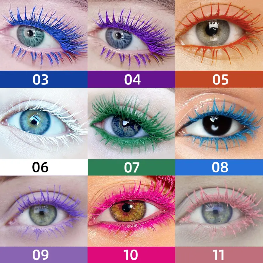 9 Color Mascara Thick Curl Waterproof  Natural Eyelash  Long Lasting Blue White Green Pink Black Eye Makeup Korean cosmetics