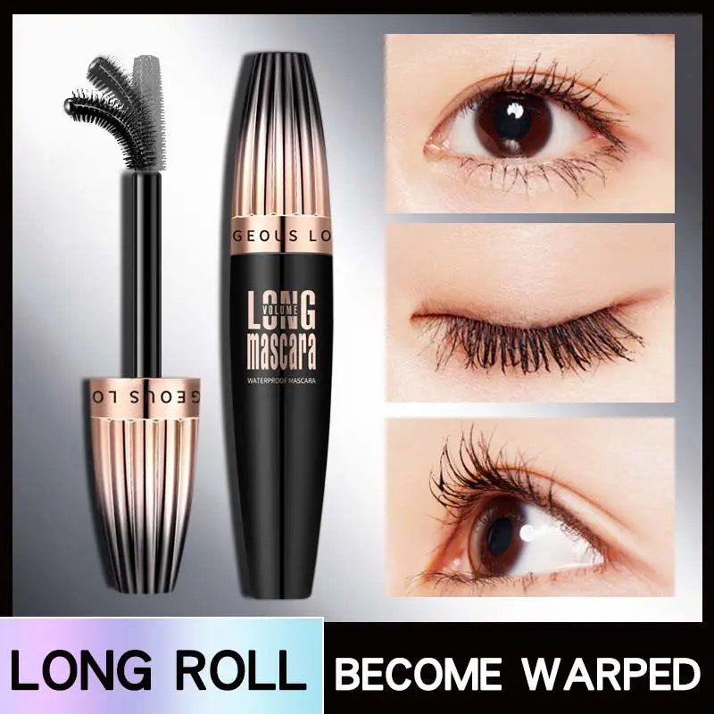 4D Big Brush Head Black Eyeliner Waterproof Fiber Long Curl Anti-Smudging Encryption Durable Easy Makeup