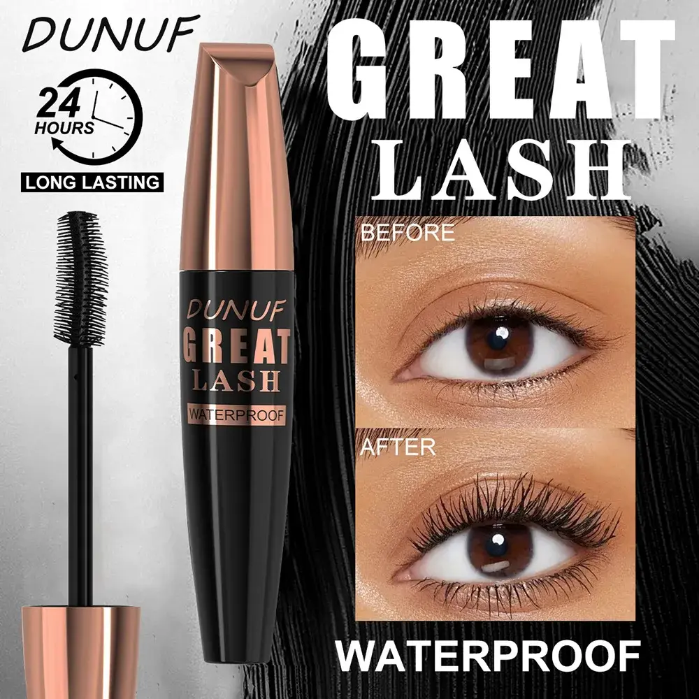 DUNUF 24HR Waterproof Mascara Ultra-volumizing Lengthening & Curling  All-Day Curl Hold