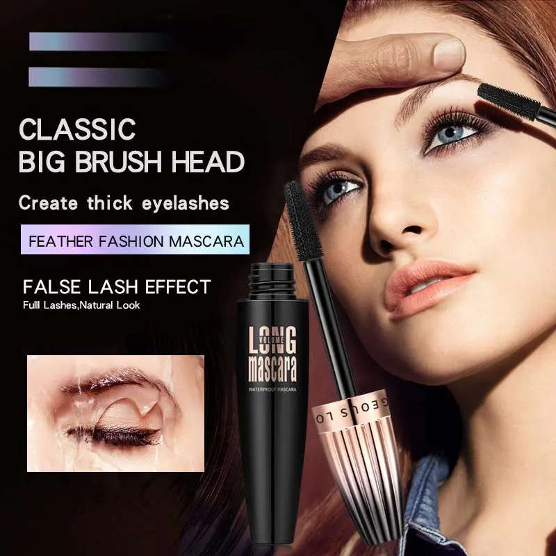 4D Big Brush Head Black Eyeliner Waterproof Fiber Long Curl Anti-Smudging Encryption Durable Easy Makeup
