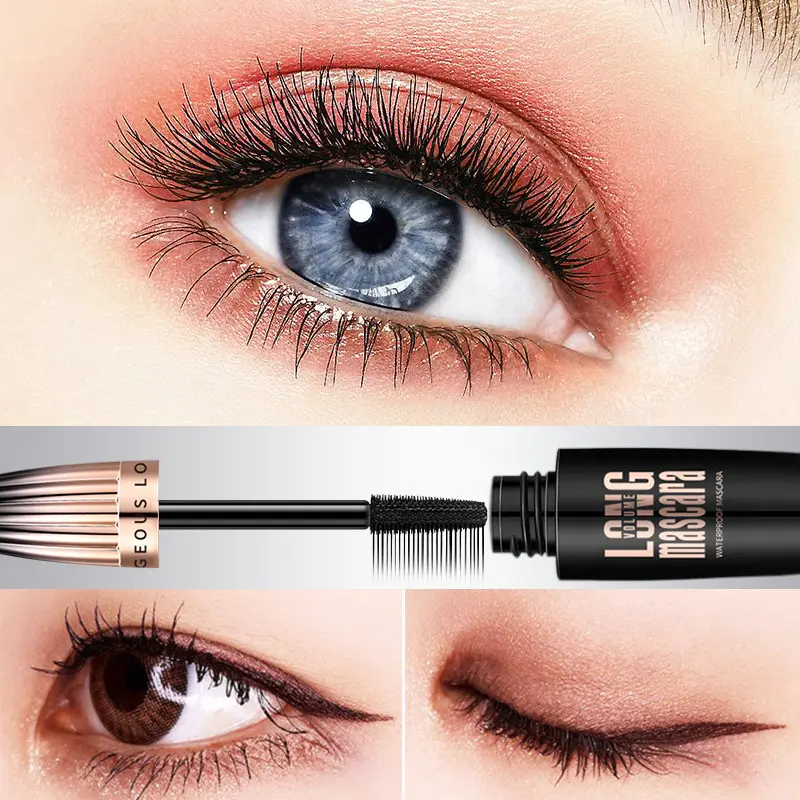 4D Big Brush Head Black Eyeliner Waterproof Fiber Long Curl Anti-Smudging Encryption Durable Easy Makeup