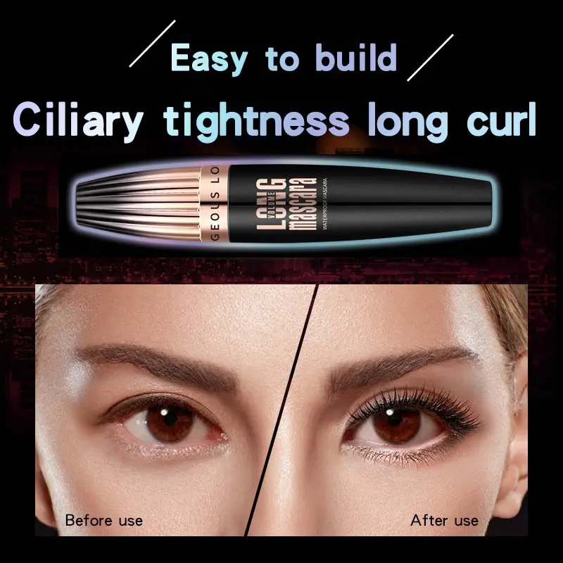 4D Big Brush Head Black Eyeliner Waterproof Fiber Long Curl Anti-Smudging Encryption Durable Easy Makeup