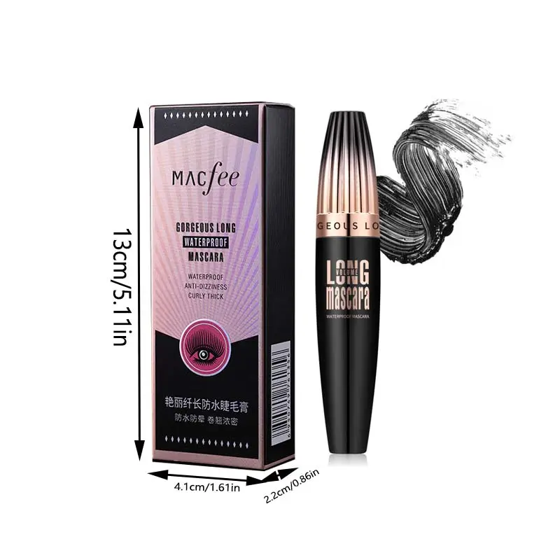 4D Big Brush Head Black Eyeliner Waterproof Fiber Long Curl Anti-Smudging Encryption Durable Easy Makeup