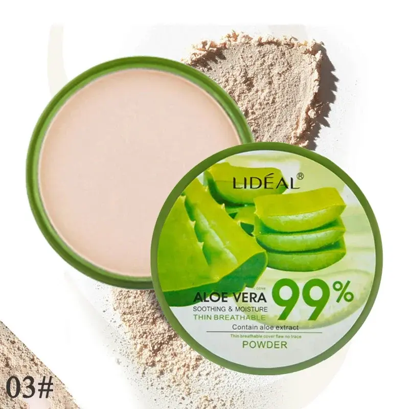 99% Aloe Vera Moisturizer Face Powder Smooth Foundation Pressed Powder Makeup Concealer Pores Cover Whitening Brighten Cosmetics