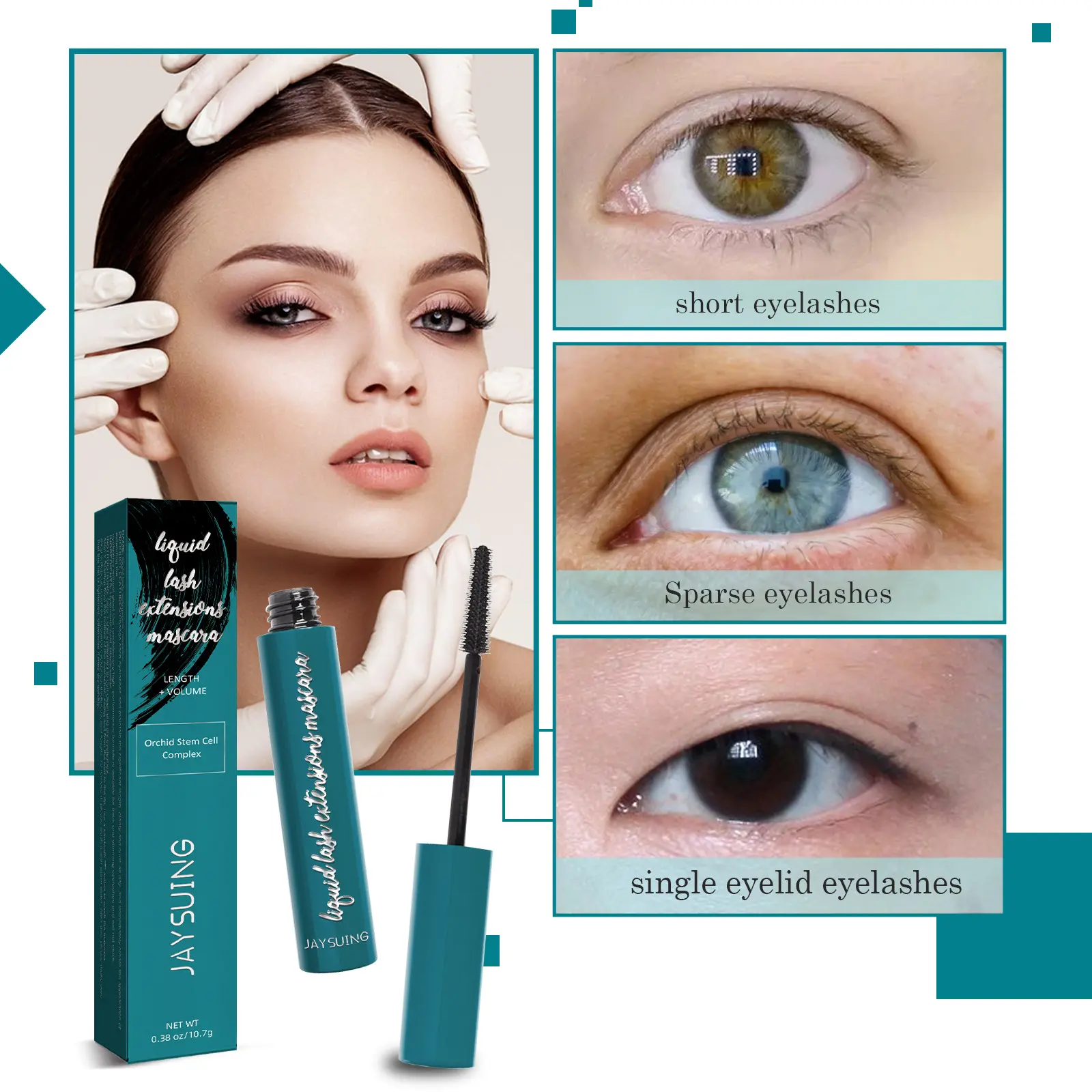 Eyelashes Lengthening Mascara Waterproof Silk Fiber Lash Thick Curling Eyelash Volume Extension Enhance Eyelashes Black Mascara