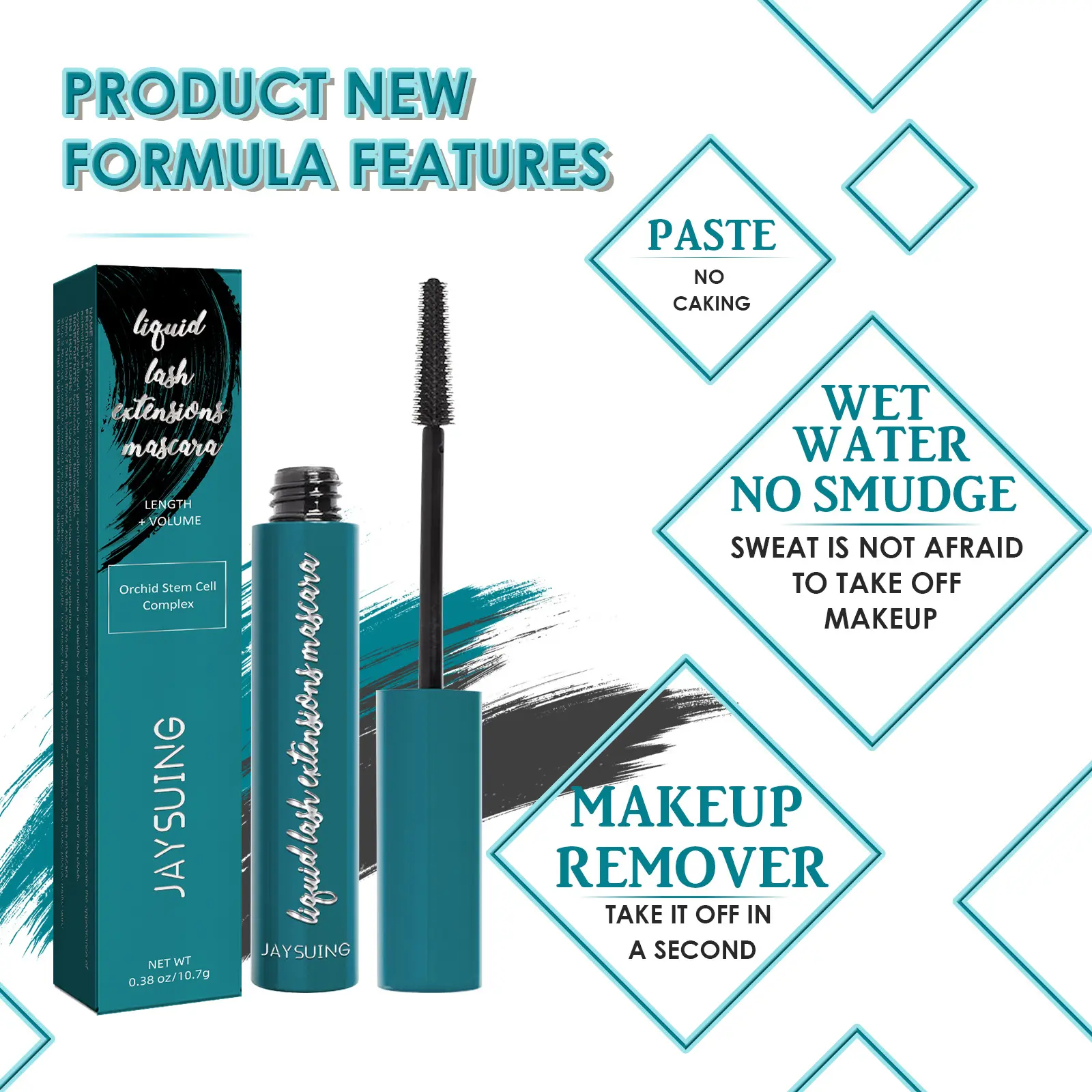 Eyelashes Lengthening Mascara Waterproof Silk Fiber Lash Thick Curling Eyelash Volume Extension Enhance Eyelashes Black Mascara