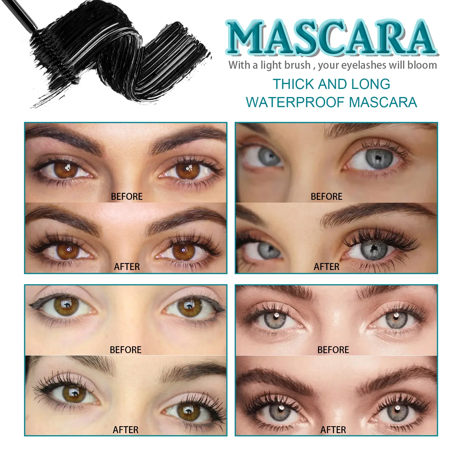 Eyelashes Lengthening Mascara Waterproof Silk Fiber Lash Thick Curling Eyelash Volume Extension Enhance Eyelashes Black Mascara