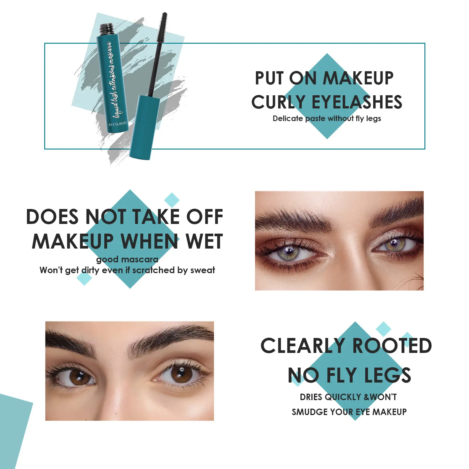 Eyelashes Lengthening Mascara Waterproof Silk Fiber Lash Thick Curling Eyelash Volume Extension Enhance Eyelashes Black Mascara