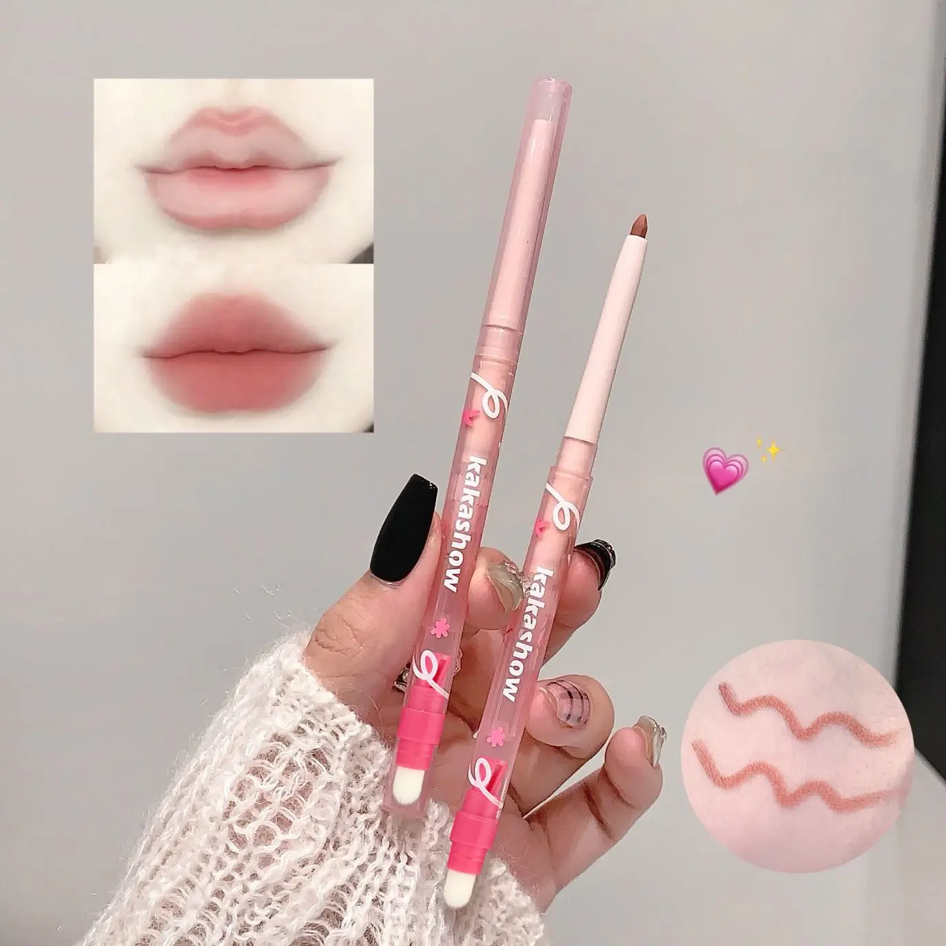 Waterproof Matte Lipliner Pencil with Brush Sexy Nude Brown Contour Tint Lipstick Lasting Non-stick Cup Natural Lip Liner Makeup