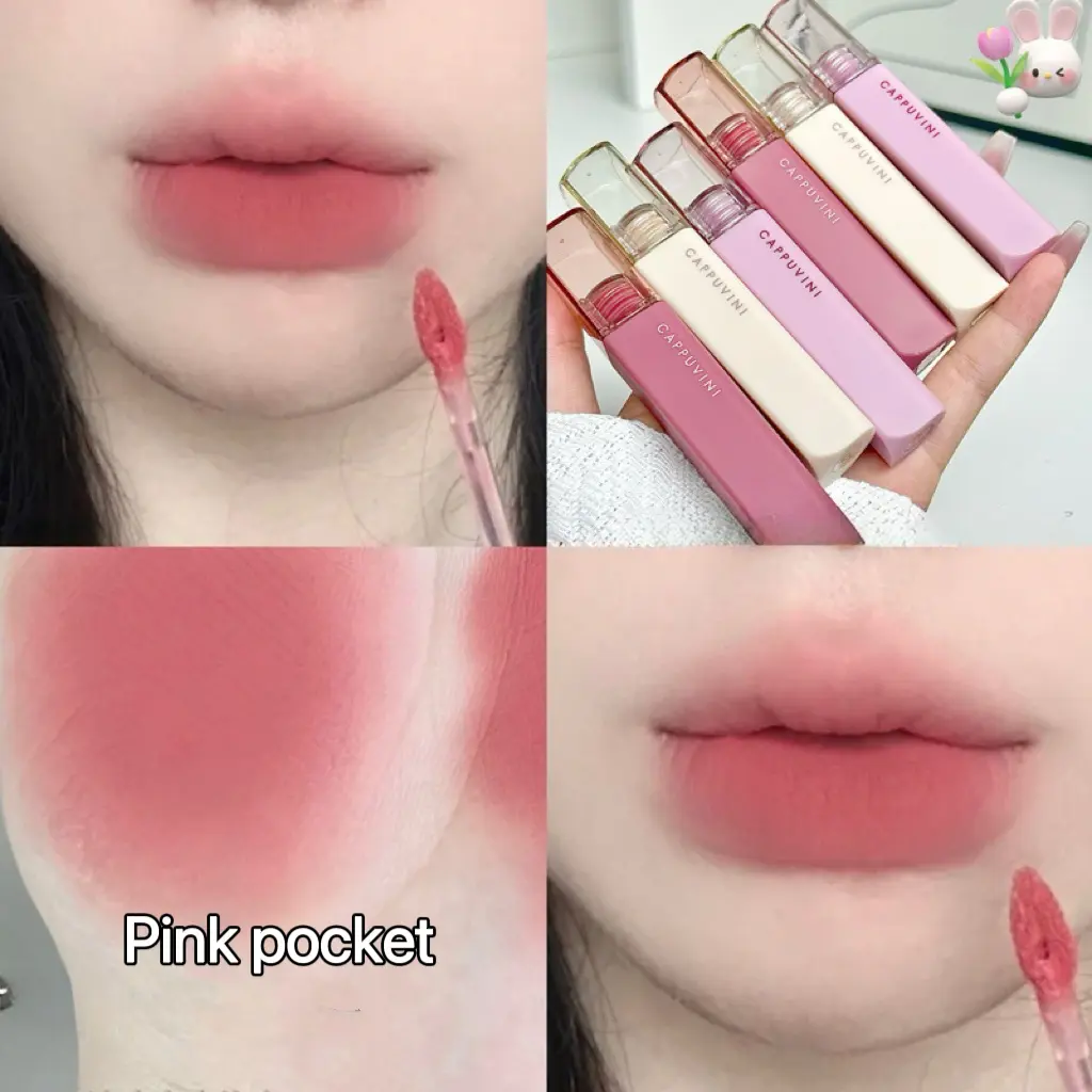 Cappuvini Matte Lip Gloss Low-saturation Gray Pink Liquid Lipstick Waterproof Non-Stick No Fade Lip Tint Korean Makeup Cosmetics