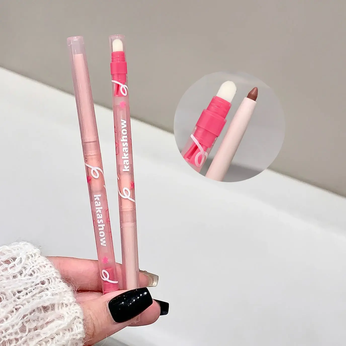 Waterproof Matte Lipliner Pencil with Brush Sexy Nude Brown Contour Tint Lipstick Lasting Non-stick Cup Natural Lip Liner Makeup