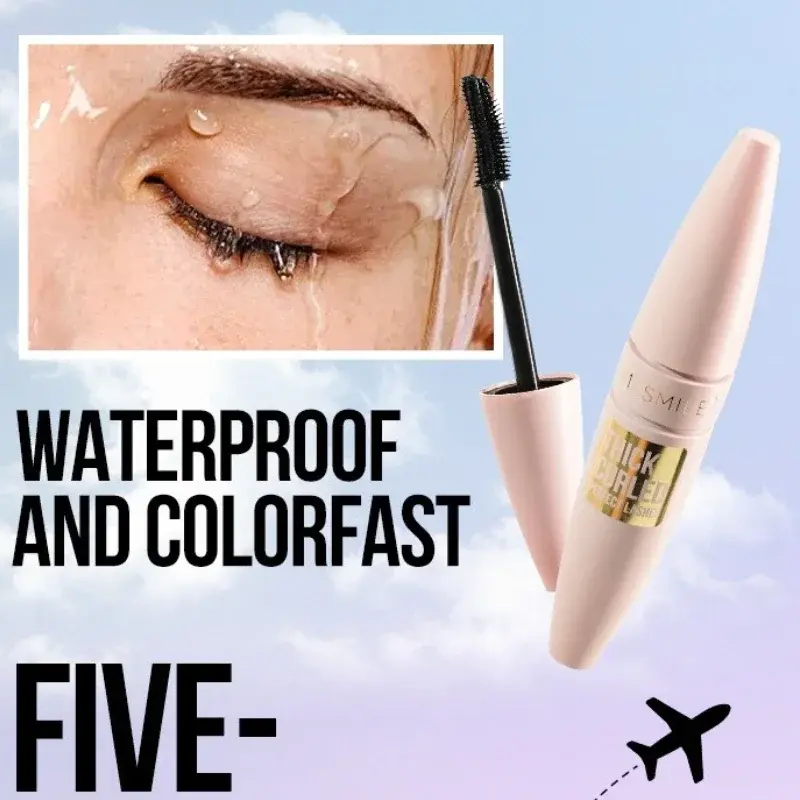 4D Black Mascara Thickening, Lengthening, Curling, Waterproof Liquid Fiber Mascara Colored Plump Long-lasting Enlarge Eye Makeup