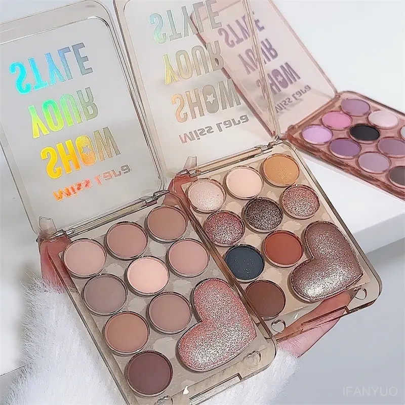 10 Color Love Eyeshadow Palette Velvet Matte and Shimmer Effect Pink Brown Eye Shadow Plate Create A Multi-Functional Makeup