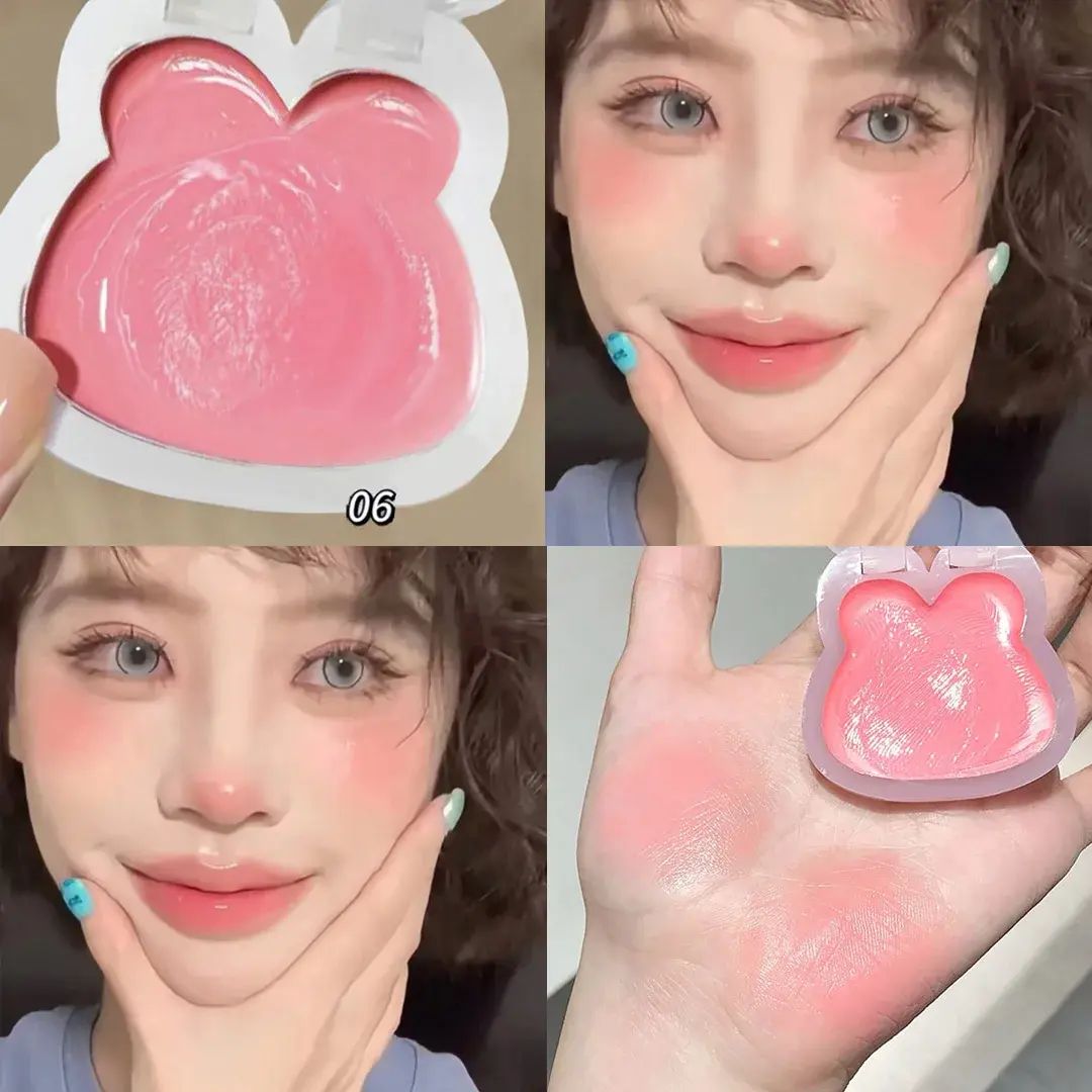 Wet and Bright Highlighter Plate Natural Water Light Clear Contour Shading Brightening Face Cute Rabbit Blusher Cream Make Up