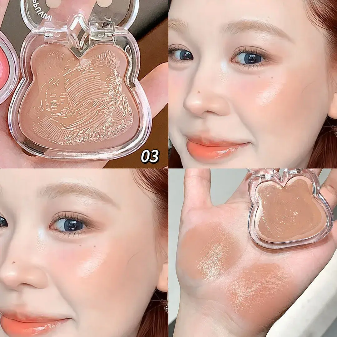 Wet and Bright Highlighter Plate Natural Water Light Clear Contour Shading Brightening Face Cute Rabbit Blusher Cream Make Up