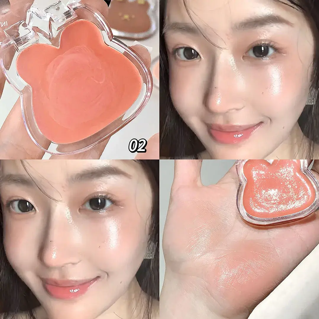 Wet and Bright Highlighter Plate Natural Water Light Clear Contour Shading Brightening Face Cute Rabbit Blusher Cream Make Up