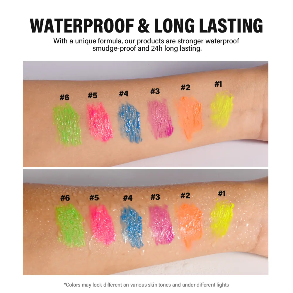 Eye Mascara 6 Color Neon Fluorescence Waterproof Smudge-proof Eye Mascara 24h Long Lasting Colorful Mascara Eye Lashes Cosmetics