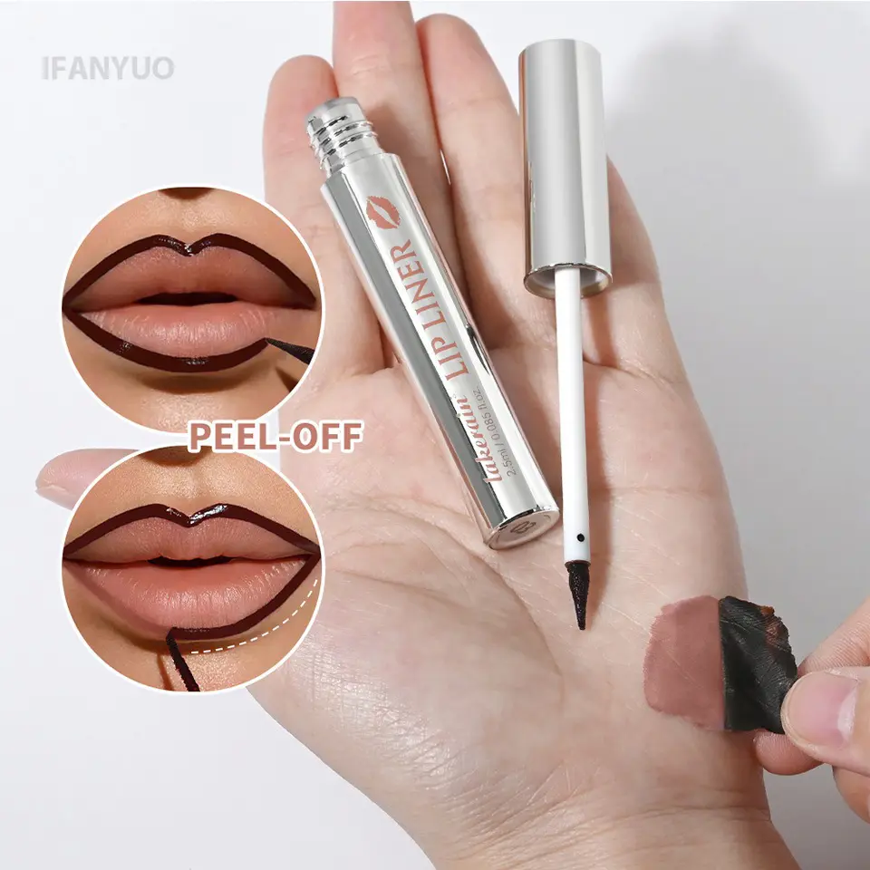 Pointed End Lip Liner Peel Off Tattoo Lipgloss Waterproof Long Lasting Matte Lip Tint Brown Contour Tear-off Lips Stain Cosmetic