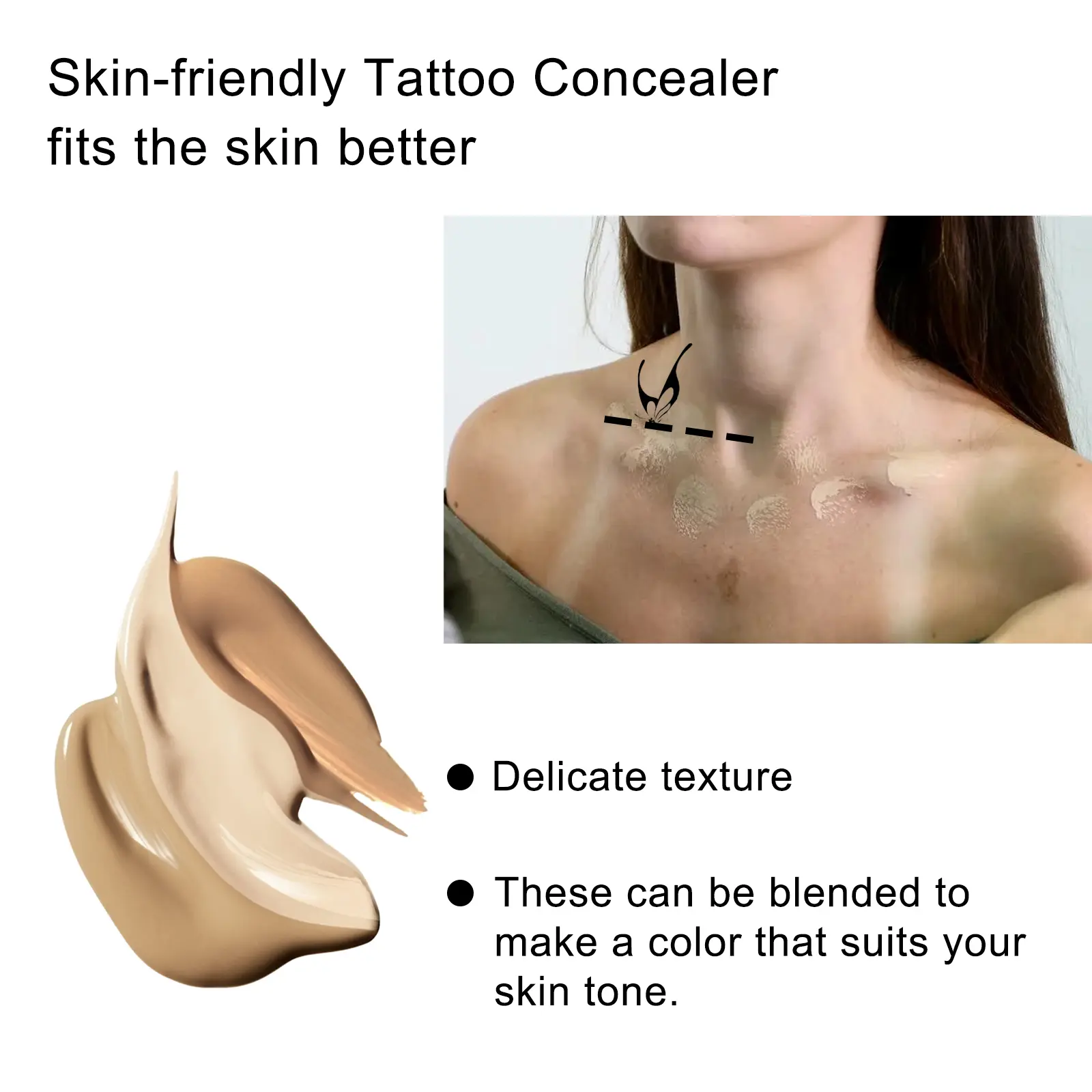 Tattoo Concealer Waterproof Brightening Cover Tattoo Dark Circles Acne Marks Scars Birthmarks Invisible Two-tone Concealer