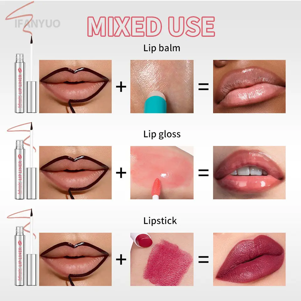 Pointed End Lip Liner Peel Off Tattoo Lipgloss Waterproof Long Lasting Matte Lip Tint Brown Contour Tear-off Lips Stain Cosmetic