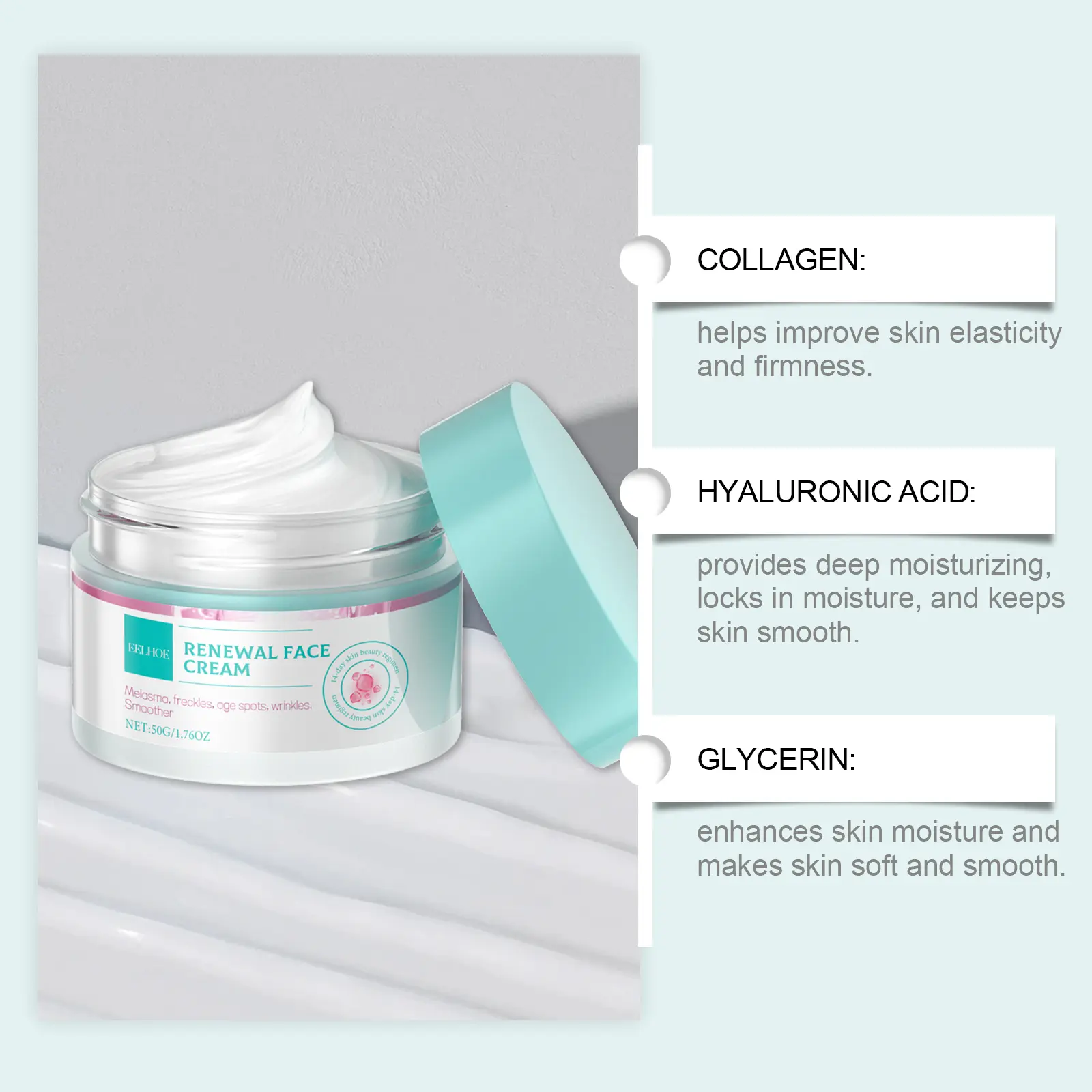 Eelhoe Radiant Nourishing Face Cream Firms Refines Moisturizes Brightens Smoothes Deep Hydration Skin Barrier Protect Skin Cream