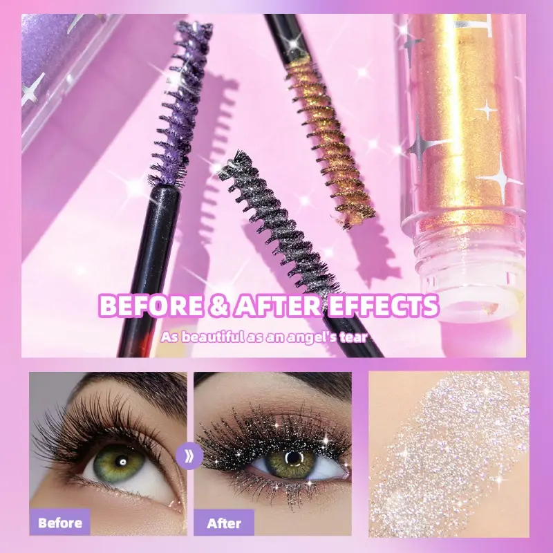 Sparkler Eyelash Cream Shine Broken Diamond Mascara Glitter Sparkling Snowflakes EyeLash Waterproof Mascara Eyelash Styling Tool