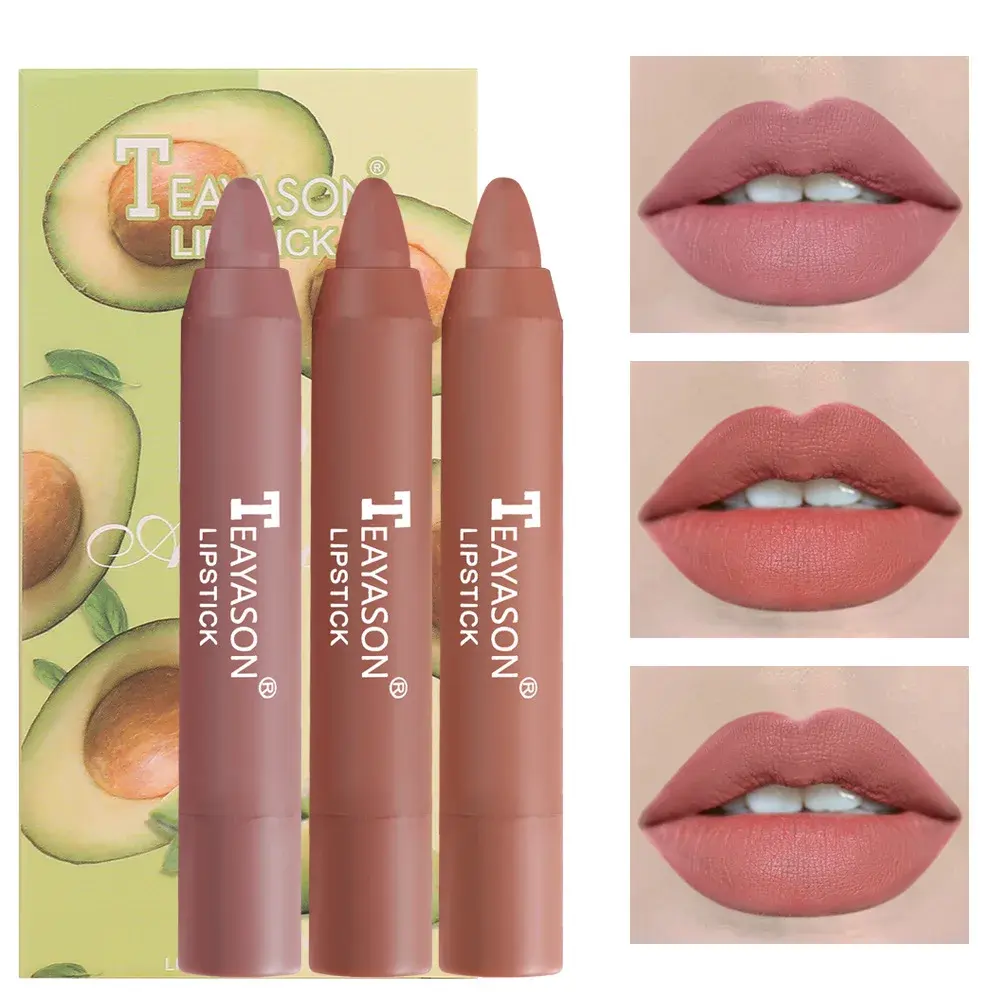 3pcs/Set Long Lasting Velvet Matte Lipstick Set Waterproof Sexy Red Nude Tint Pen Natural Makeup Cosmetic Beauty