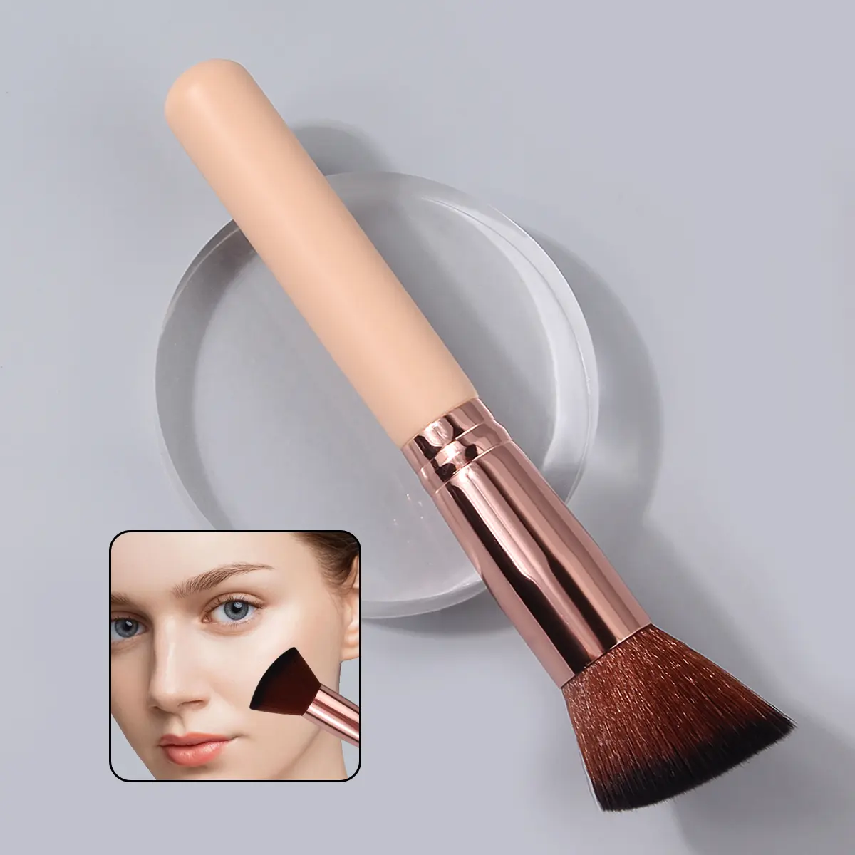 1pcs angled beauty brush, blush, loose powder, contouring brush, soft and non-irritating to the face, beginner's makeup tool