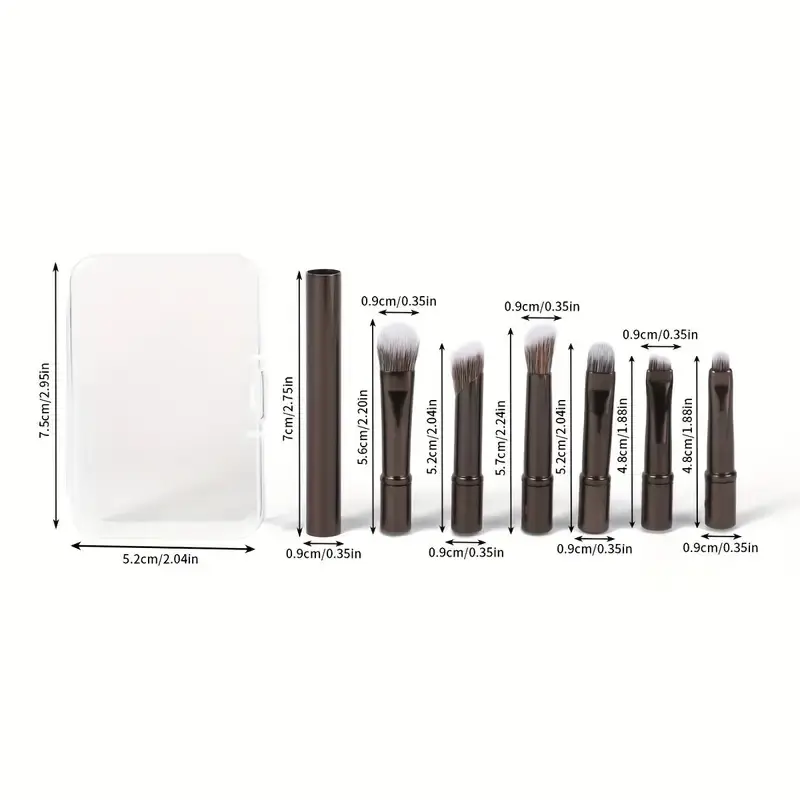 6Pcs Mini Makeup Brushes Set Detachable Travel Contour Concealer Brush Eyeshadow Brush Face Cosmetic Tools with Storage Box