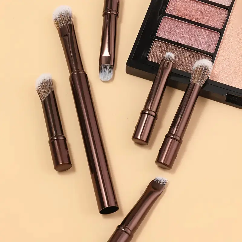6Pcs Mini Makeup Brushes Set Detachable Travel Contour Concealer Brush Eyeshadow Brush Face Cosmetic Tools with Storage Box