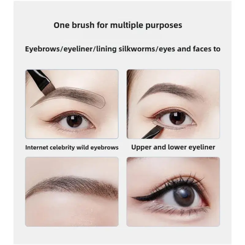 4PCS Liquid Eyeliner Brush Ultra Thin Fine Oblique Angle Flat Head Eyebrow Brush Contouring Brow Eye Liner Makeup Brush Tools