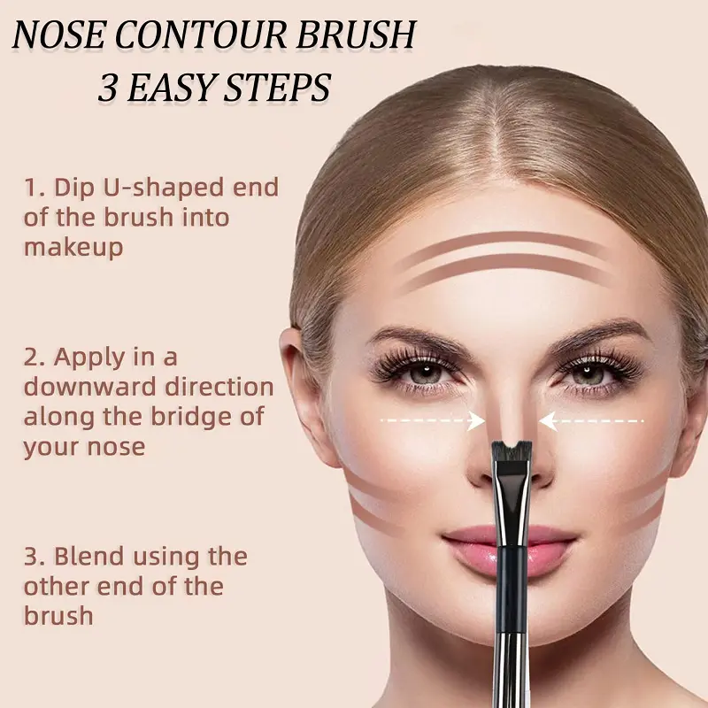 New Double Ended U-shaped Contour Brush 2-In-1 Nose Shadow Powder Brushes Flawless Facial Makeup Highlighter Brush Make Up Tools