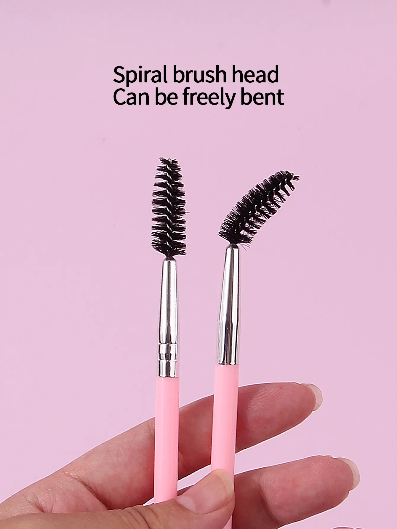 5PCS multi-functional pink double-headed mascara brush, eyebrow brush, beginner's eye makeup tool mascara curl makeup brush
