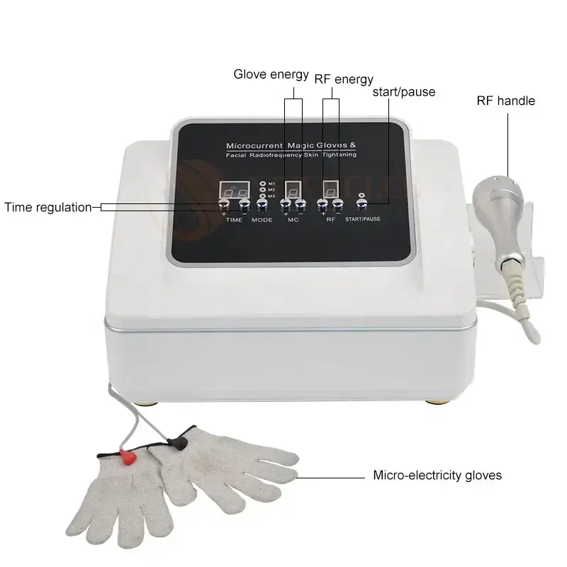3 in 1 facial electrostimulator microcurrent facial toning device face lifting micro current galvanic gloves beauty machine