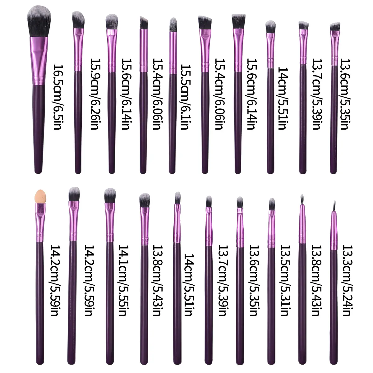 Purple 20-piece makeup brush set, ultra-thin and ultra-fine eyeliner brush/eyebrow brush,a must-have for professional eye makeup