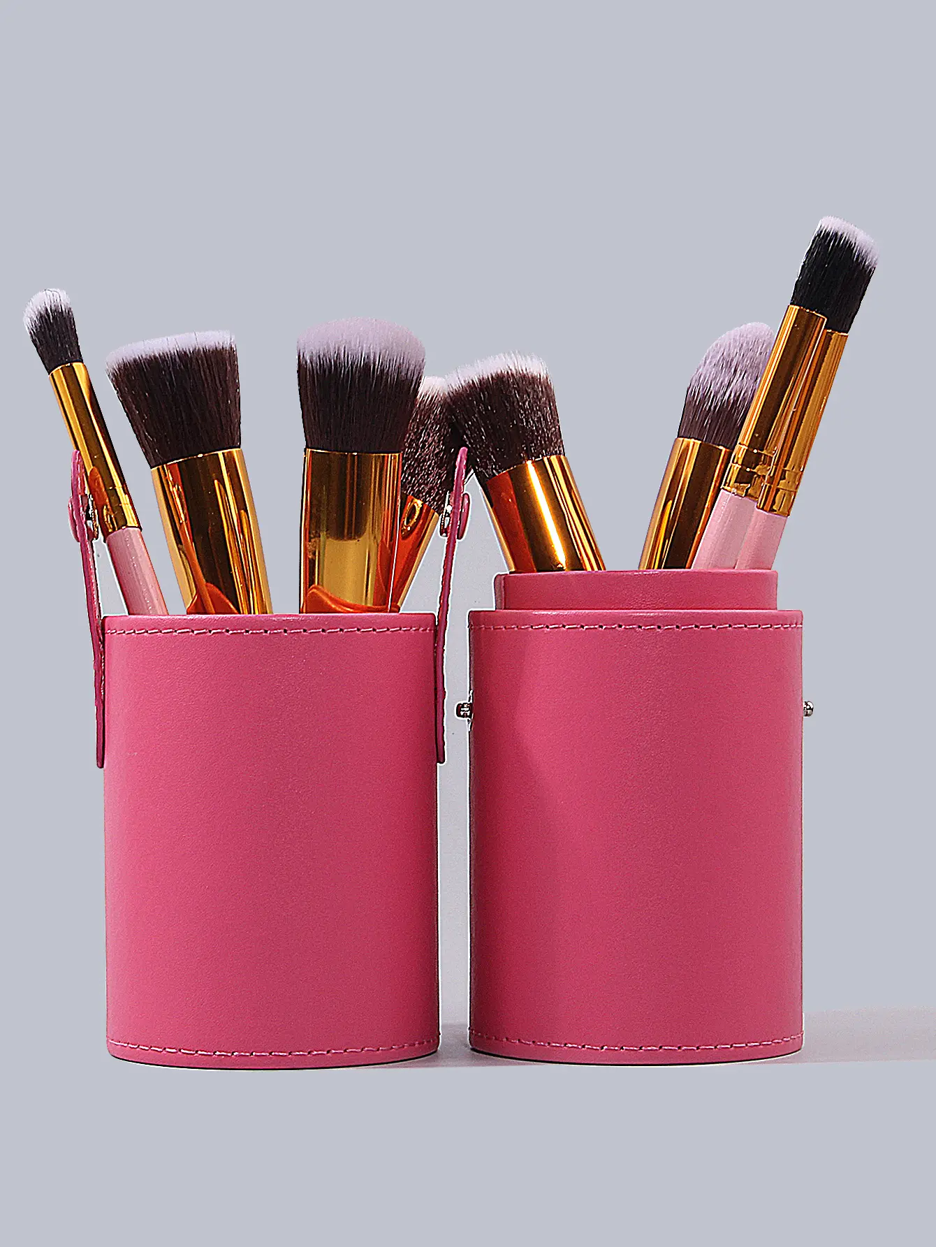 Fashionable PU material makeup brush storage bucket with lock design, large-capacity makeup bucket, travel daily storage tool