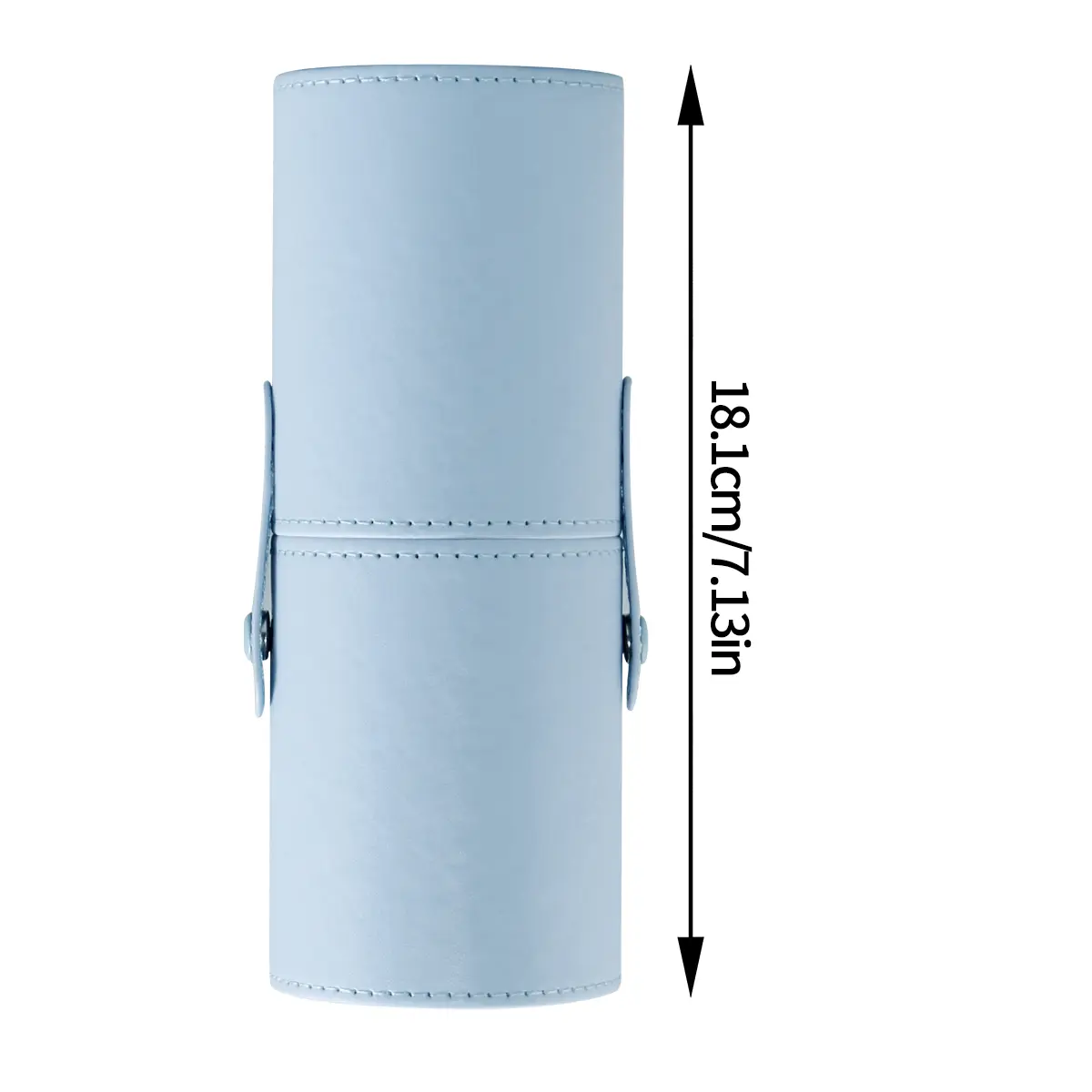 Simple blue makeup brush storage bucket, leather makeup bucket, portable and easy to carry for travel,beauty tool storage bucket