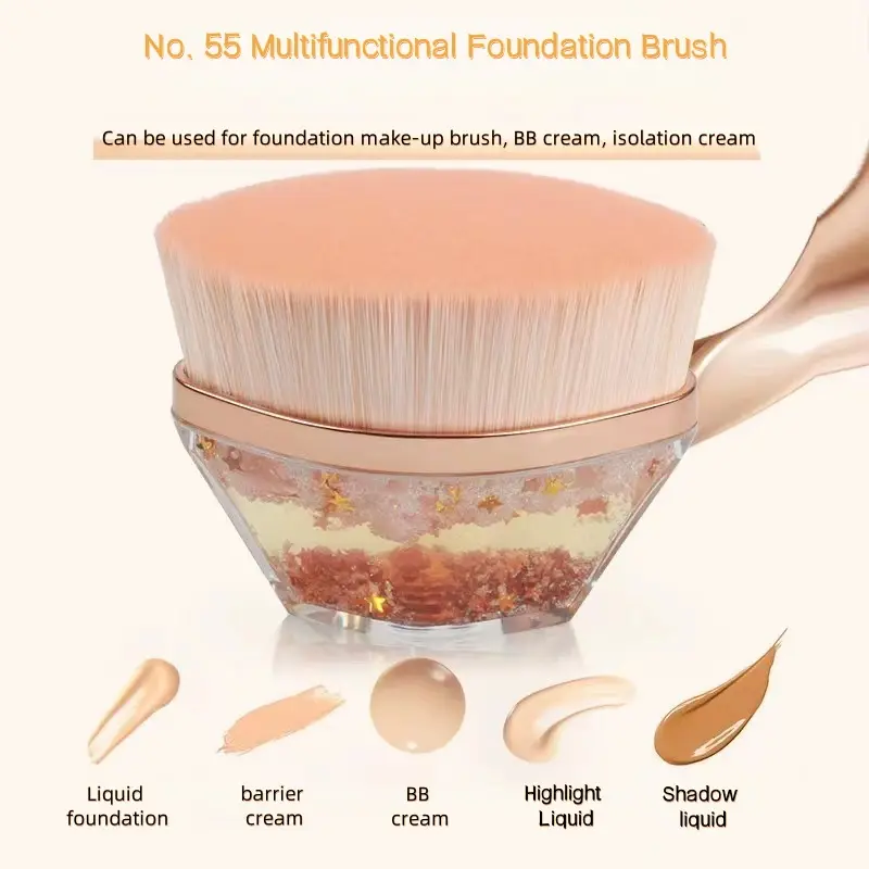 No.55Magic Makeup Brush,Flat Head for Concealer/Non-Powder-Eating/Multipurpose(Liquid, Powder, Blush, etc.),Portable Beauty Tool