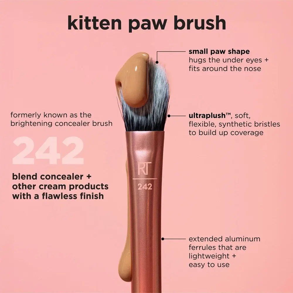 Brightening Concealer Brush Kitten Paw Shape Eye Cream Applicator Long Lasting Makeup Ultraplush Bristles 100% Vegan Reusable