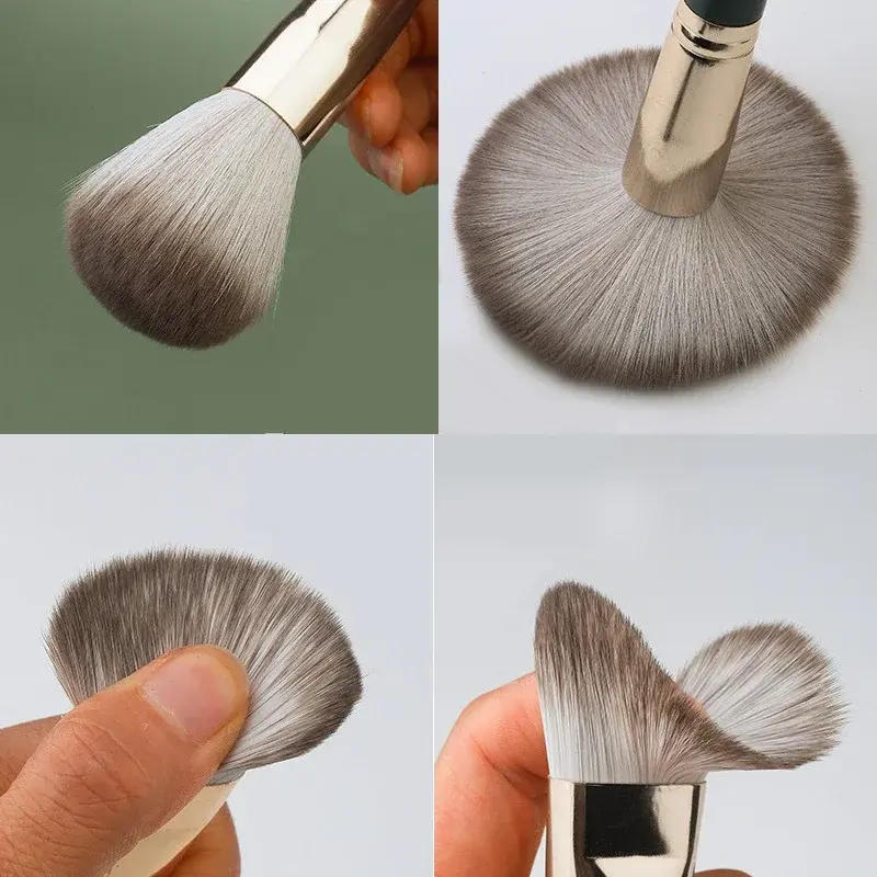 Luxurious 14pcs Makeup Brush Set - Green Professional Brushes for Full Face & Eye Detailing - Ideal Gift, Contouring & Blending