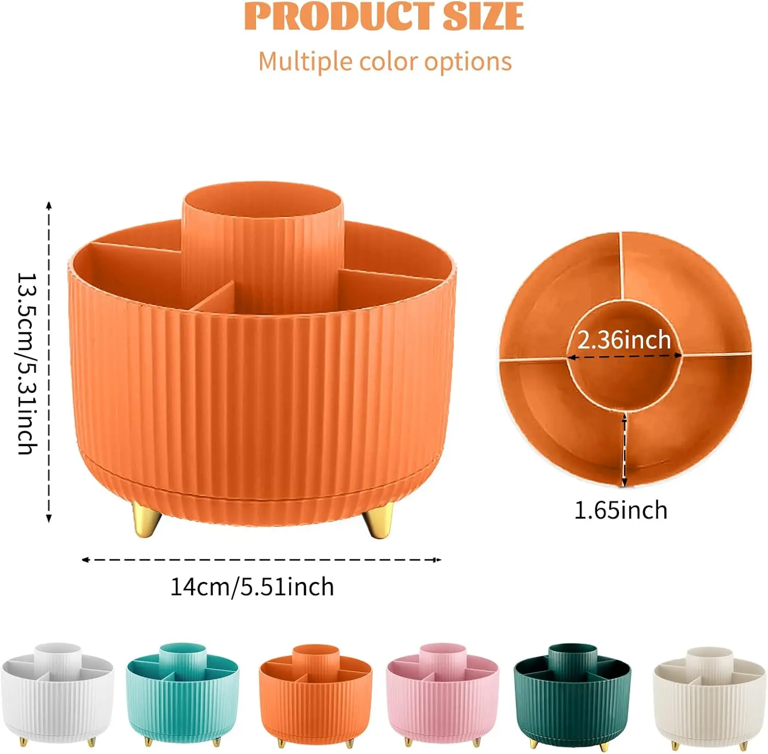 Makeup Brushes Holder 360° Rotating Organizer 5 Slot Multi-Functional Desk Storage Cosmetics Storage for Vanity Desktop Bathroom