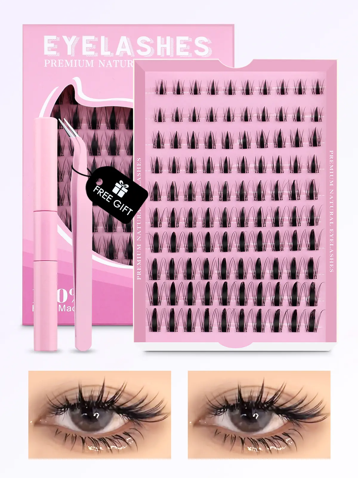 GROINNEYA Cluster Lashes Kit Manga Lashes Natural Eyelash extension Cluster Natural Volume Individual Lashes Mixed Tray Lashes