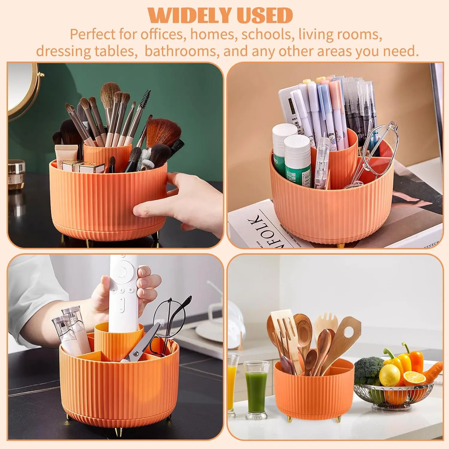 Makeup Brushes Holder 360° Rotating Organizer 5 Slot Multi-Functional Desk Storage Cosmetics Storage for Vanity Desktop Bathroom