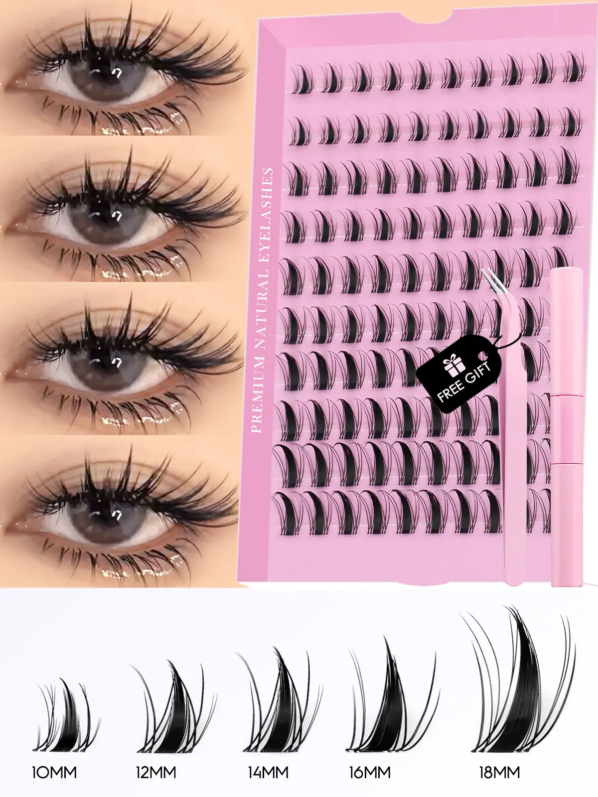 GROINNEYA Cluster Lashes Kit Manga Lashes Natural Eyelash extension Cluster Natural Volume Individual Lashes Mixed Tray Lashes