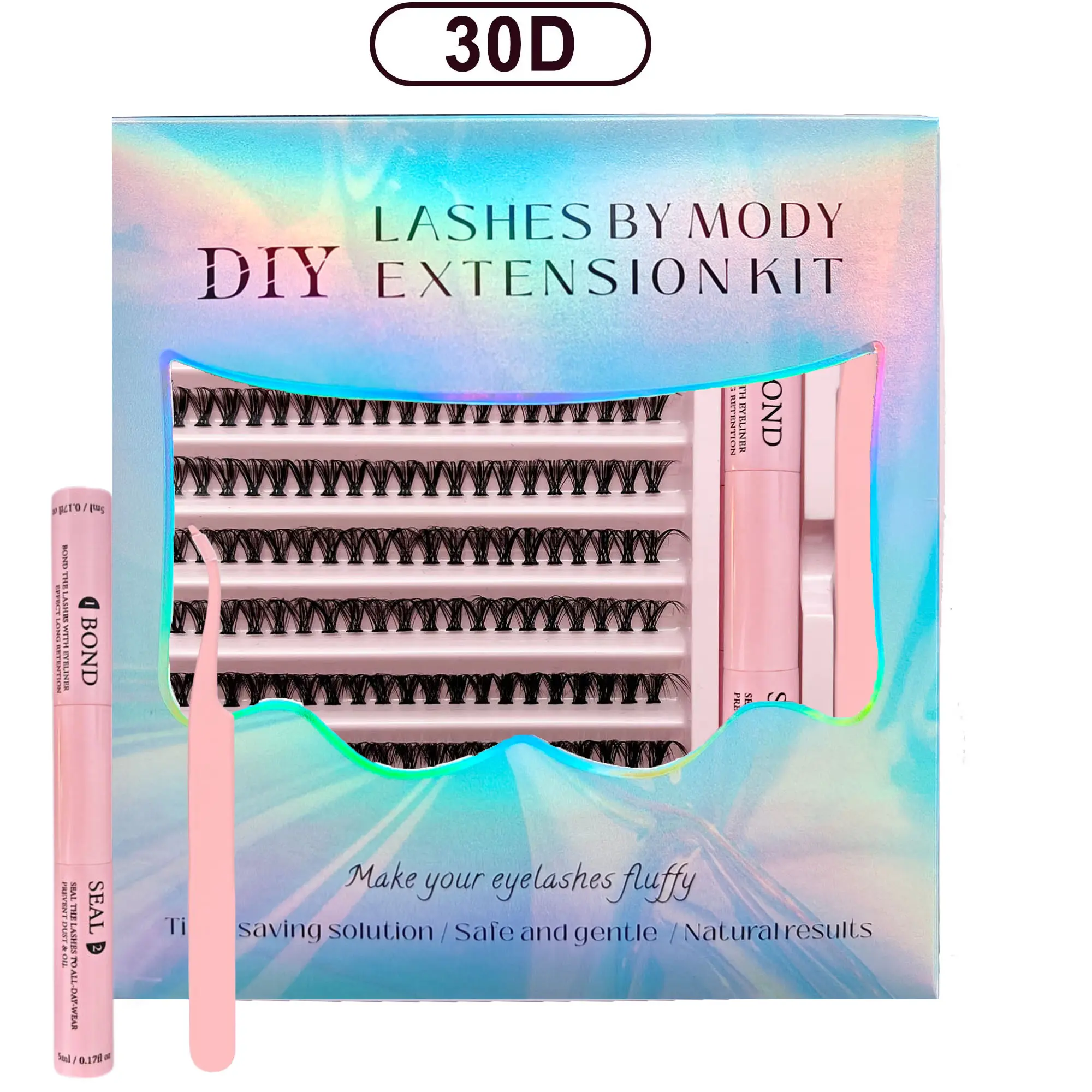 DIY Segmented False Eyelash Set Large Capacity Cluster Eyelash Book With Glue,Remove GLue,Twezeer,Brush,Festival gift