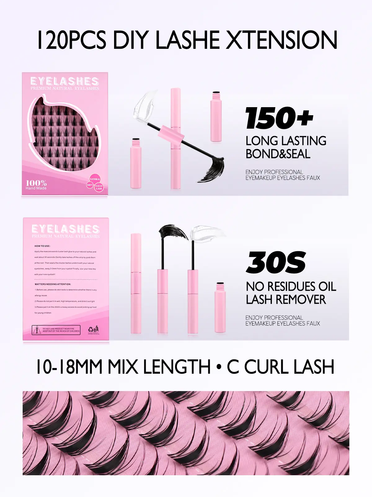 GROINNEYA Cluster Lashes Kit Manga Lashes Natural Eyelash extension Cluster Natural Volume Individual Lashes Mixed Tray Lashes